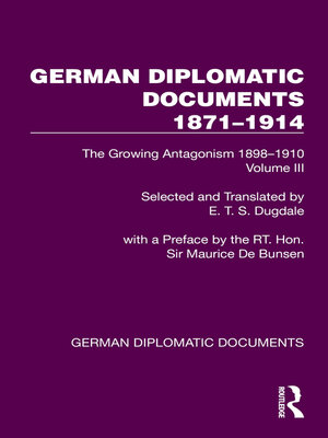 cover image of German Diplomatic Documents 1871–1914 Volume 3